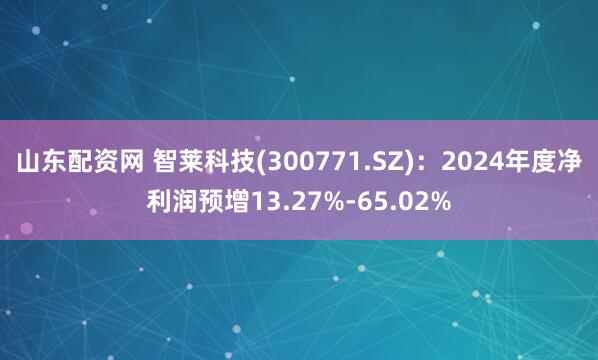 山东配资网 智莱科技(300771.SZ)：2024年度净利润预增13.27%-65.02%