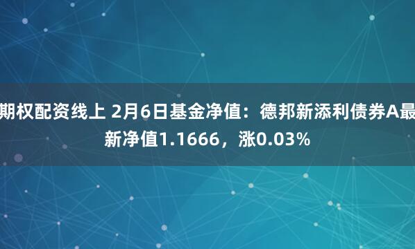 期权配资线上 2月6日基金净值：德邦新添利债券A最新净值1.1666，涨0.03%