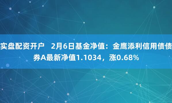 实盘配资开户   2月6日基金净值：金鹰添利信用债债券A最新净值1.1034，涨0.68%