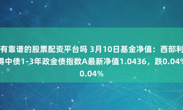 有靠谱的股票配资平台吗 3月10日基金净值：西部利得中债1-3年政金债指数A最新净值1.0436，跌0.04%